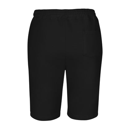 Men’s Fleece Shorts in black with elastic waistband and back pocket, ideal for casual wear and workouts.