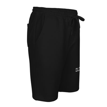 Men’s Fleece Shorts in black with side pockets, perfect for casual wear and workouts.
