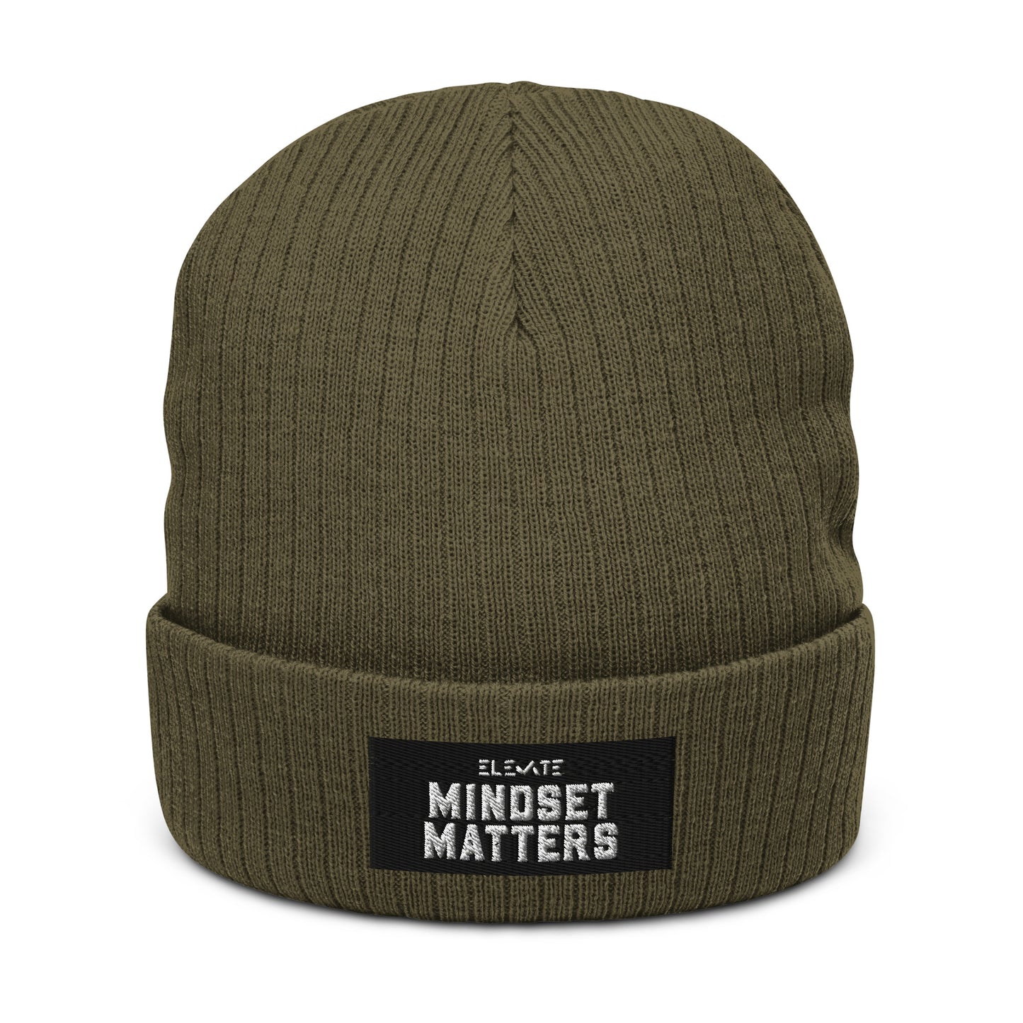 ribbed knit beanie front view